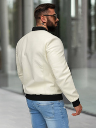 Pánská Koženková Bunda Ecru OZONEE JS/11Z8107