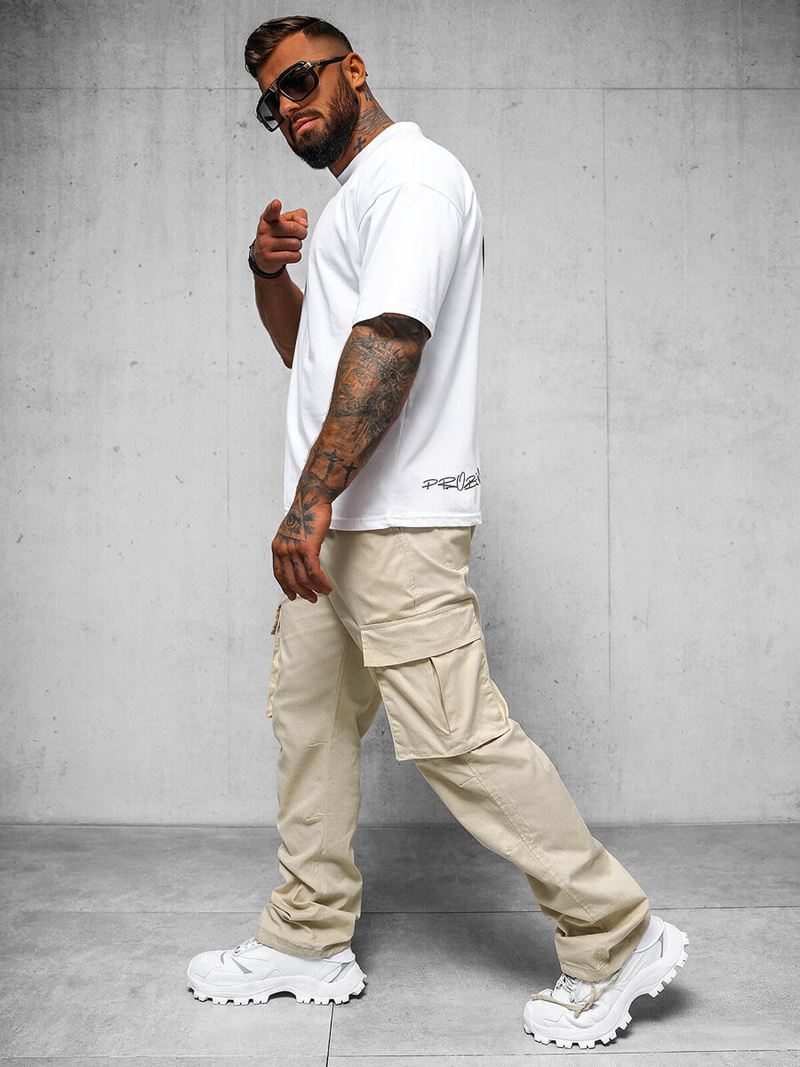 Pánské Kalhoty Béžové OZONEE O/G3179Z