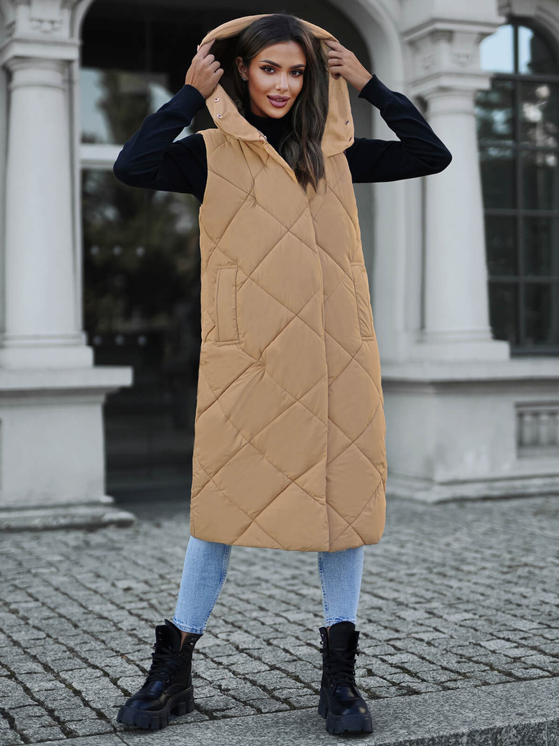 Dámská vesta camelová OZONEE JS/5M3165/84Z