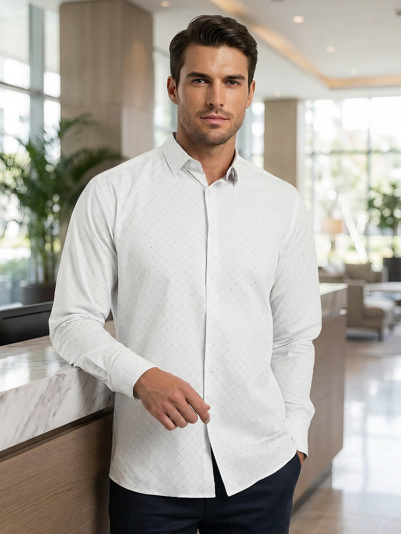 Pánská Košile Bílá OZONEE V/V185Z