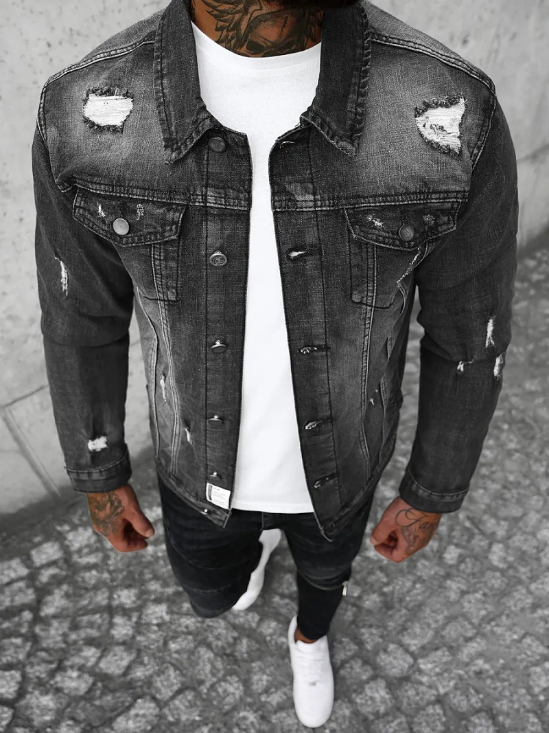 Pánská Džínová Bunda Černá OZONEE NB/MJ507N