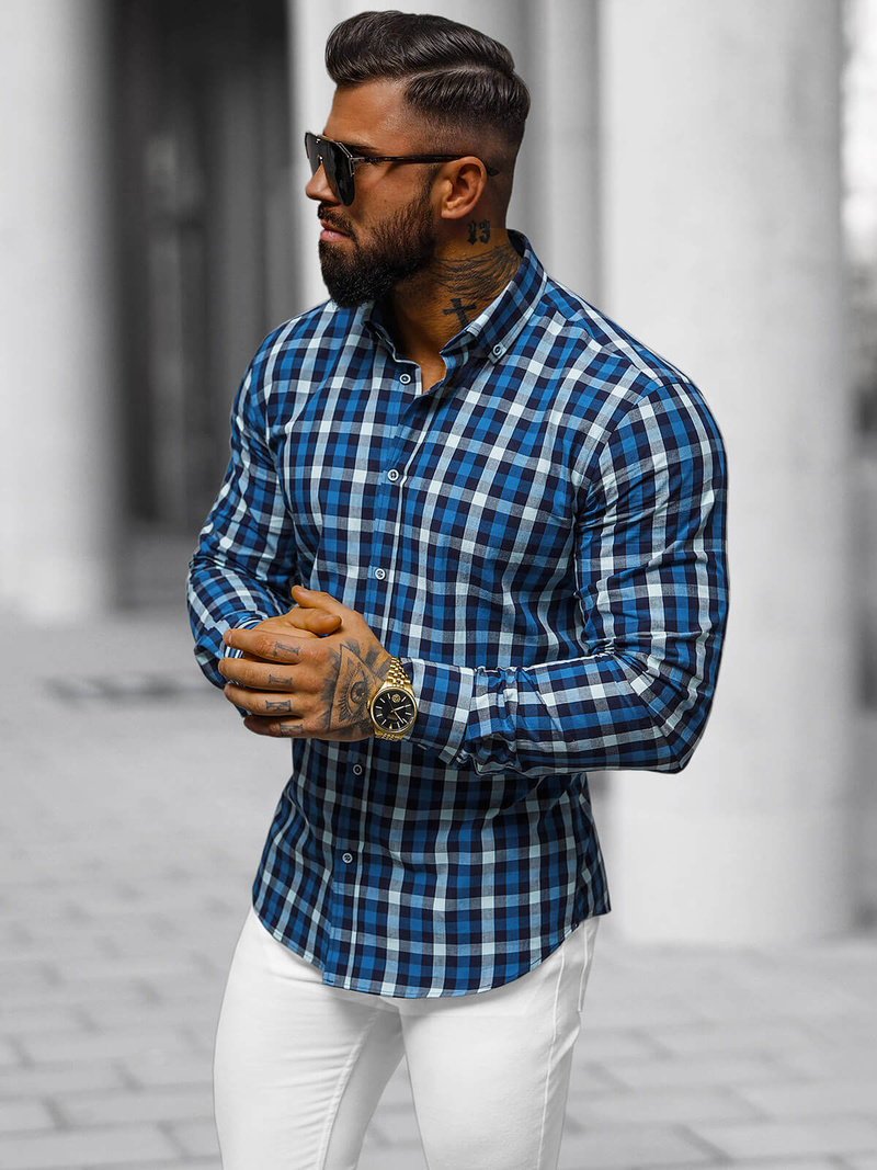 Pánská Košile Námořnická Modřá OZONEE O/V97