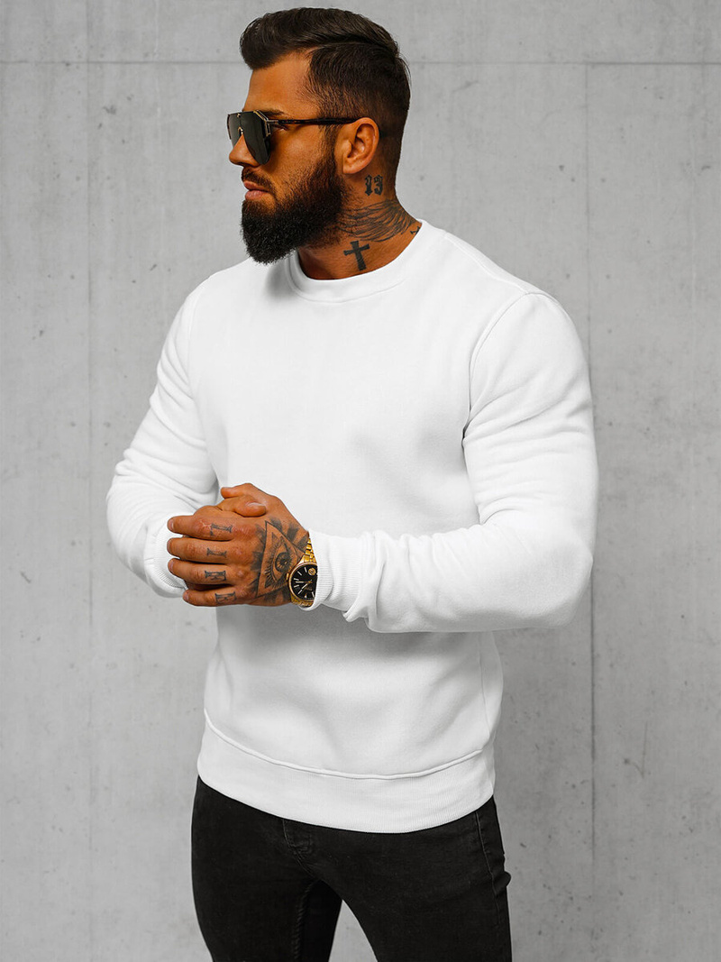 Pánská Mikina Bílá OZONEE JS/2001-10Z