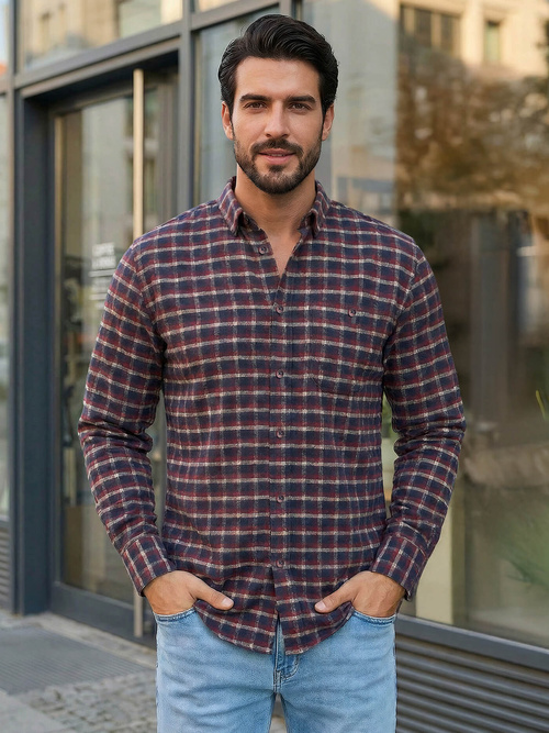 Pánská Košile Vínová OZONEE V/V176Z