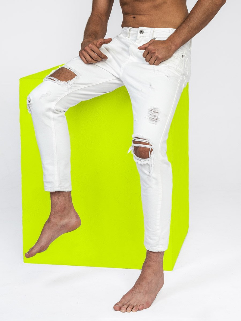 Pánské Džíny Bílé OZONEE B/55082