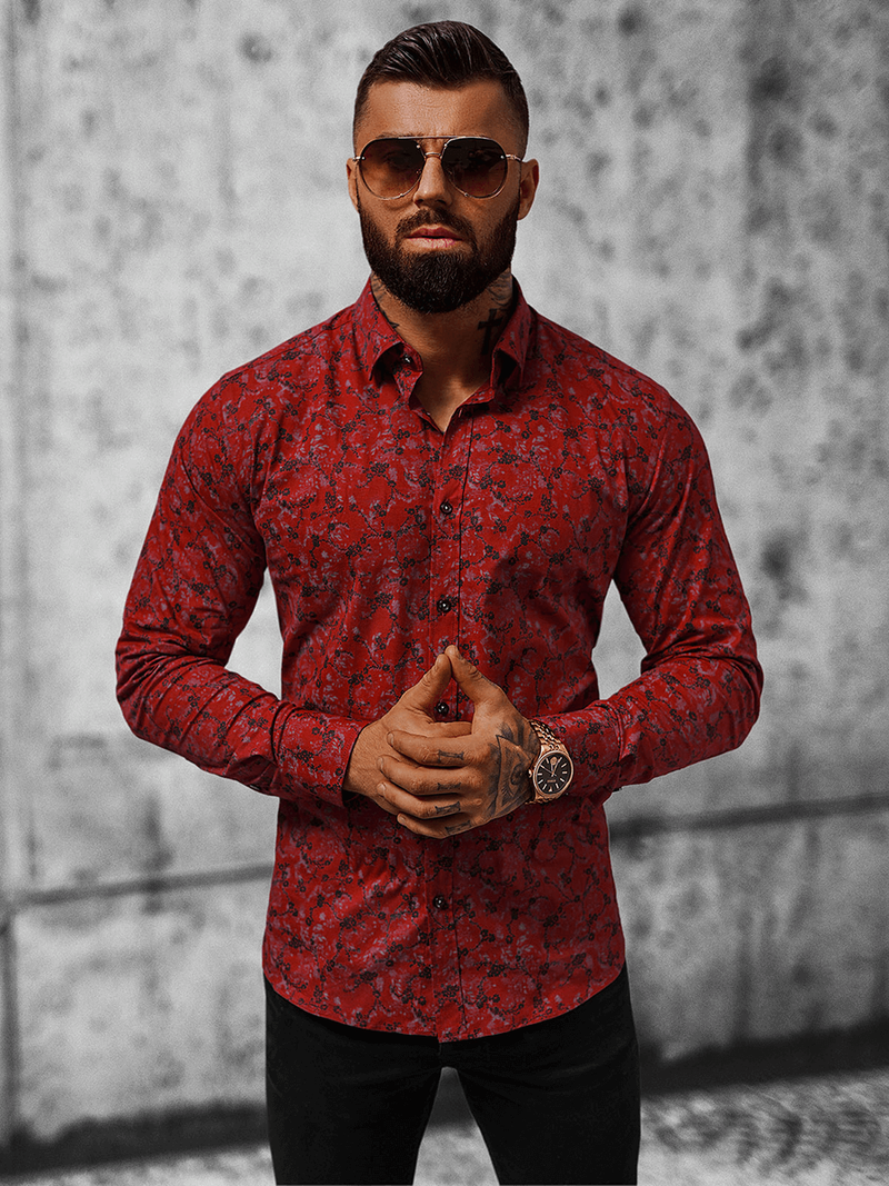 Pánská Košile Vínová OZONEE O/V13