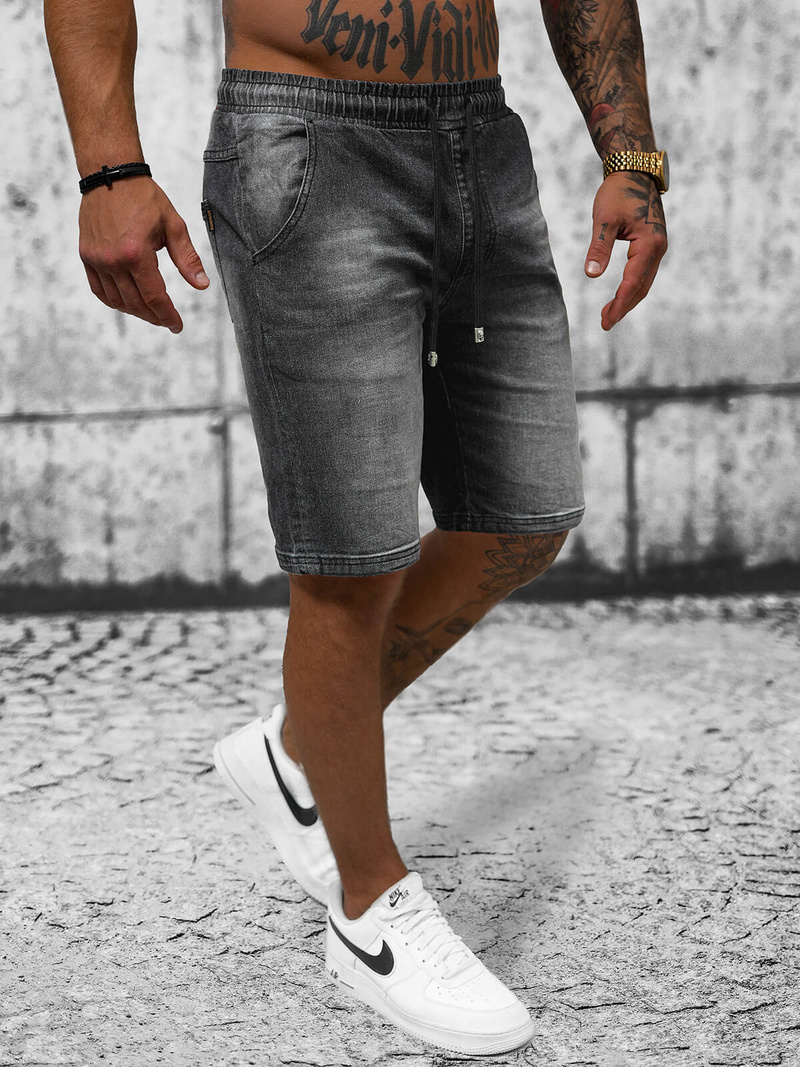 Pánské Džínové Kraťasy Černé OZONEE NB/MP0276N