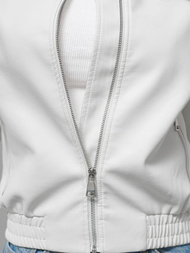 Dámská Kožená Bunda Bílá OZONEE O/G116
