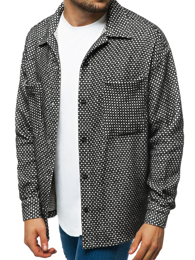 Pánská Košile Černobílá OZONEE MACH/G807Z