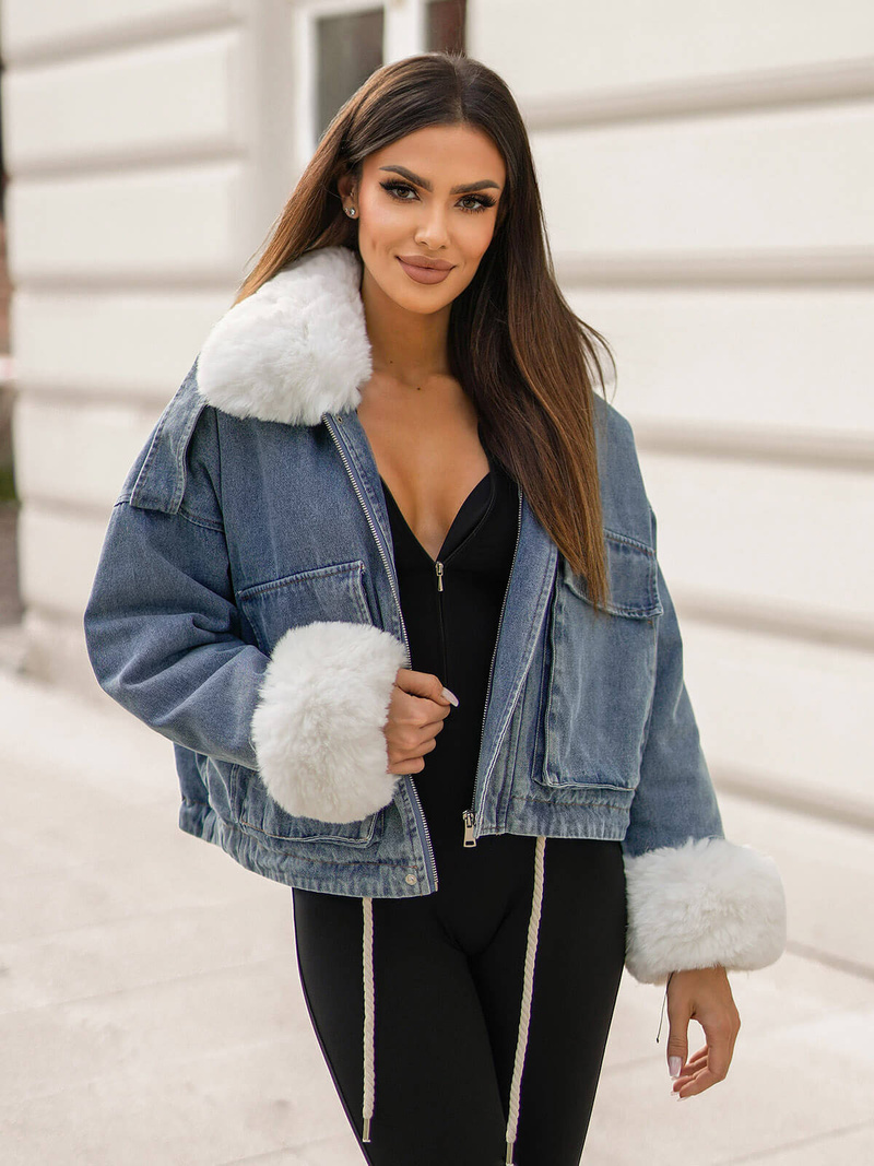 Dámská Džínová Bunda Modrá OZONEE JS/11Z8219