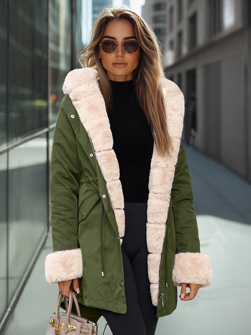 Dámská Zimní Bunda Zelená OZONEE JS/M763/136Z