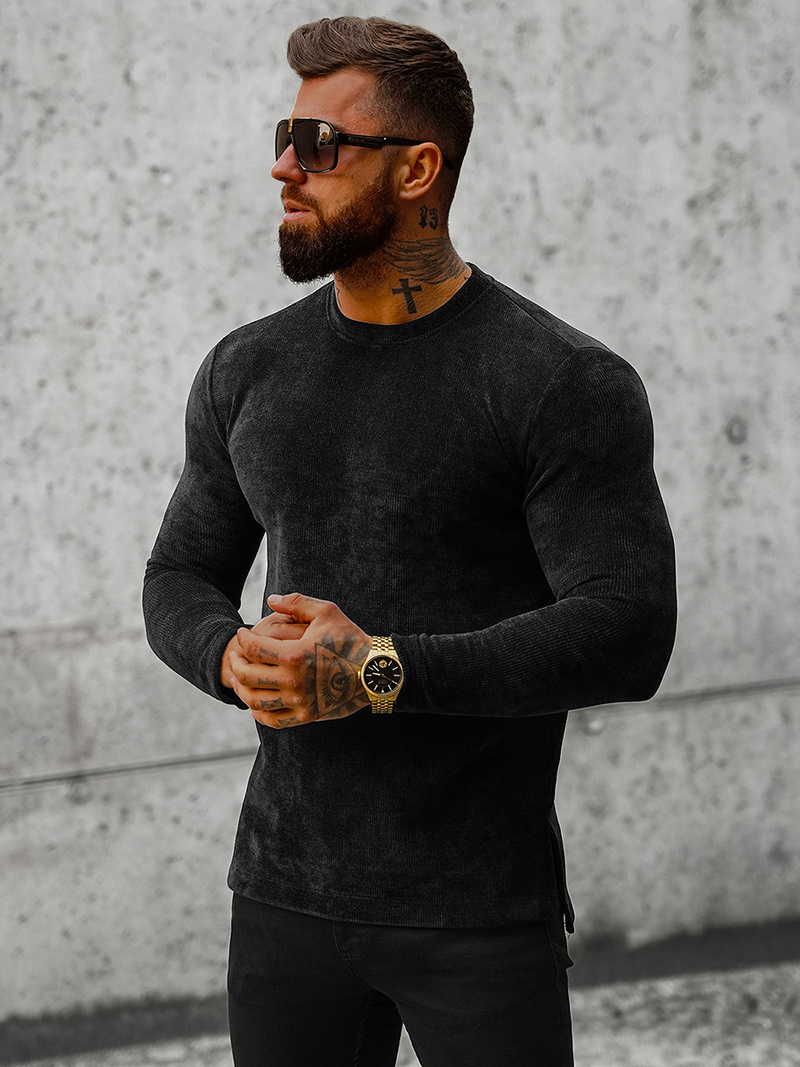 Pánská Mikina Černá OZONEE O/D7289