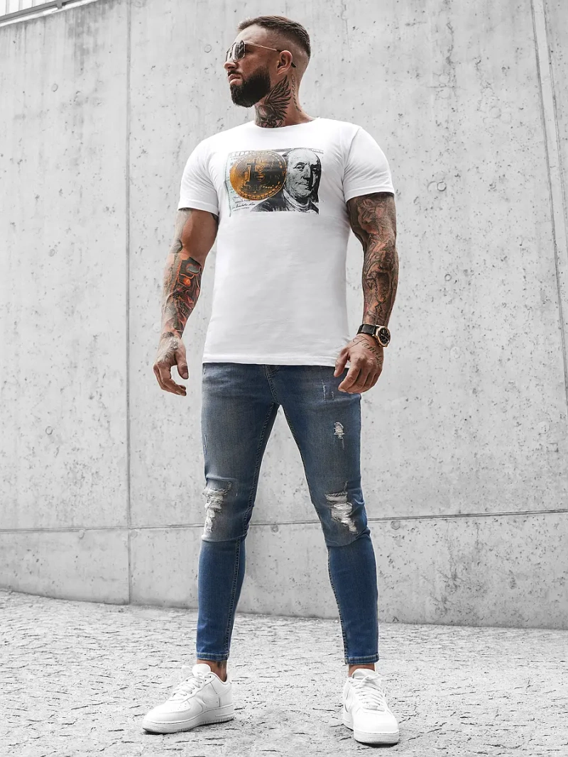 Pánské Tričko Bílé OZONEE O/BL2260Z