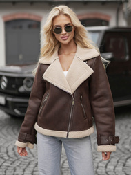 Dámská Koženková Bunda Čokoláda OZONEE JS/61M8501/158Z