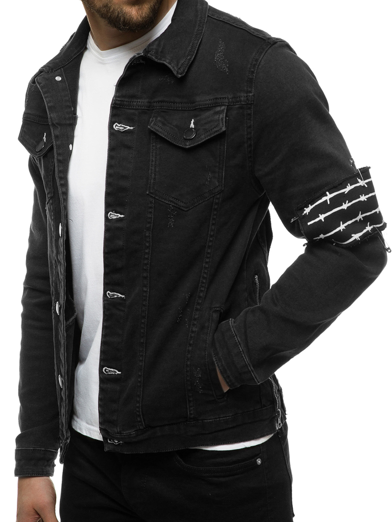 PÁNSKÁ DŽÍNOVÁ BUNDA Černá OZONEE G/602