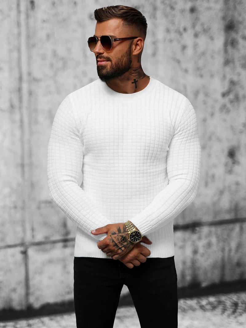 Pánský Svetr Bílé OZONEE O/ZZ190157