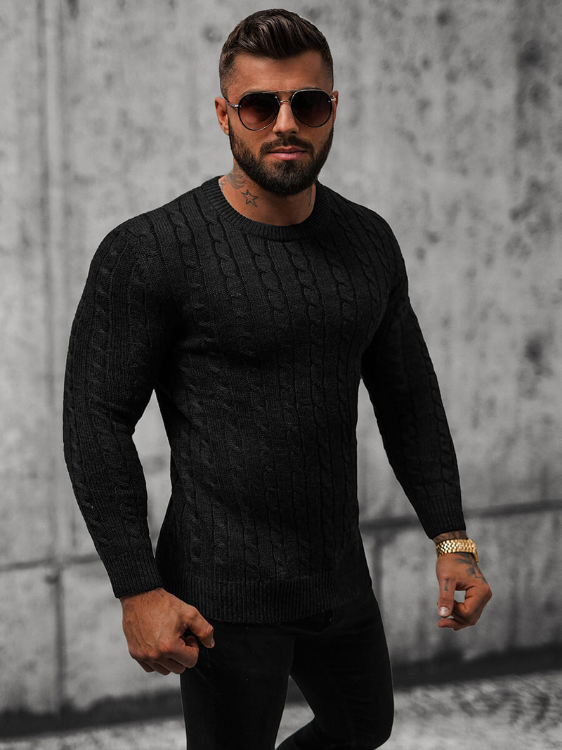 Pánský Svetr Černý OZONEE NB/MM6021/4Z