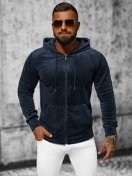 Pánská Velurová Mikina Námořnická Modřá OZONEE JS/8B1168/25