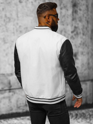 Pánská koženková bunda bílo-černá OZONEE JS/11Z8068