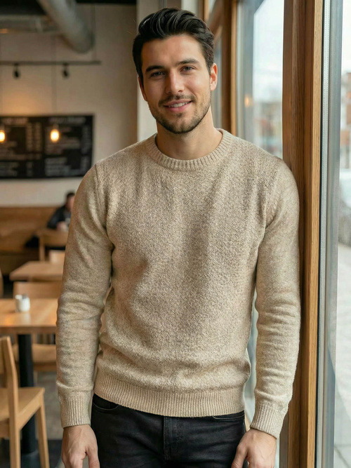 Pánský Svetr Béžový OZONEE JS/59B3607/155