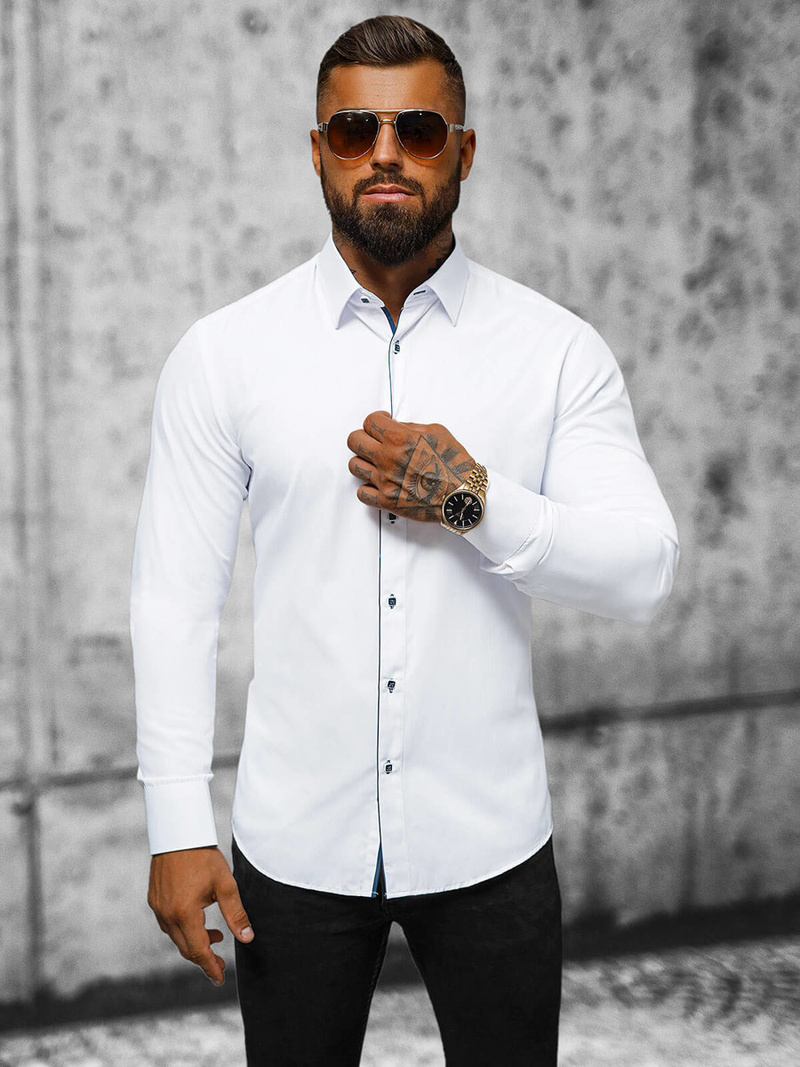 Pánská Košile Bílá OZONEE O/V65