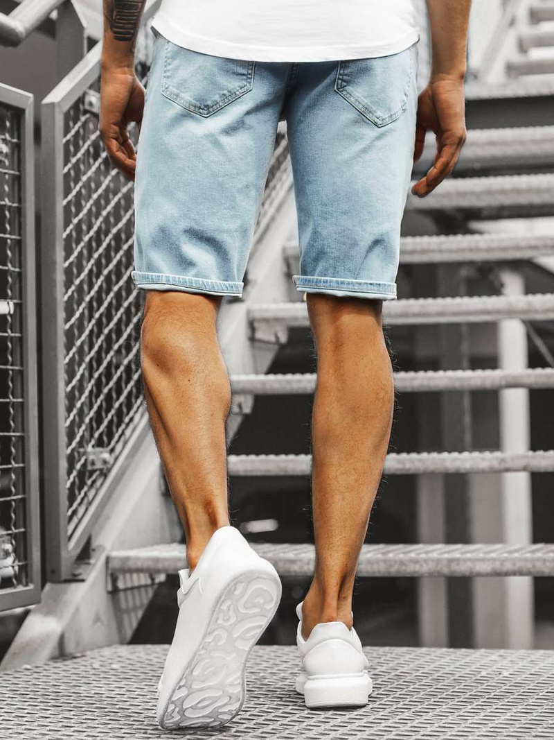 Pánské džínové kraťasy Světle-Modré OZONEE B/55055