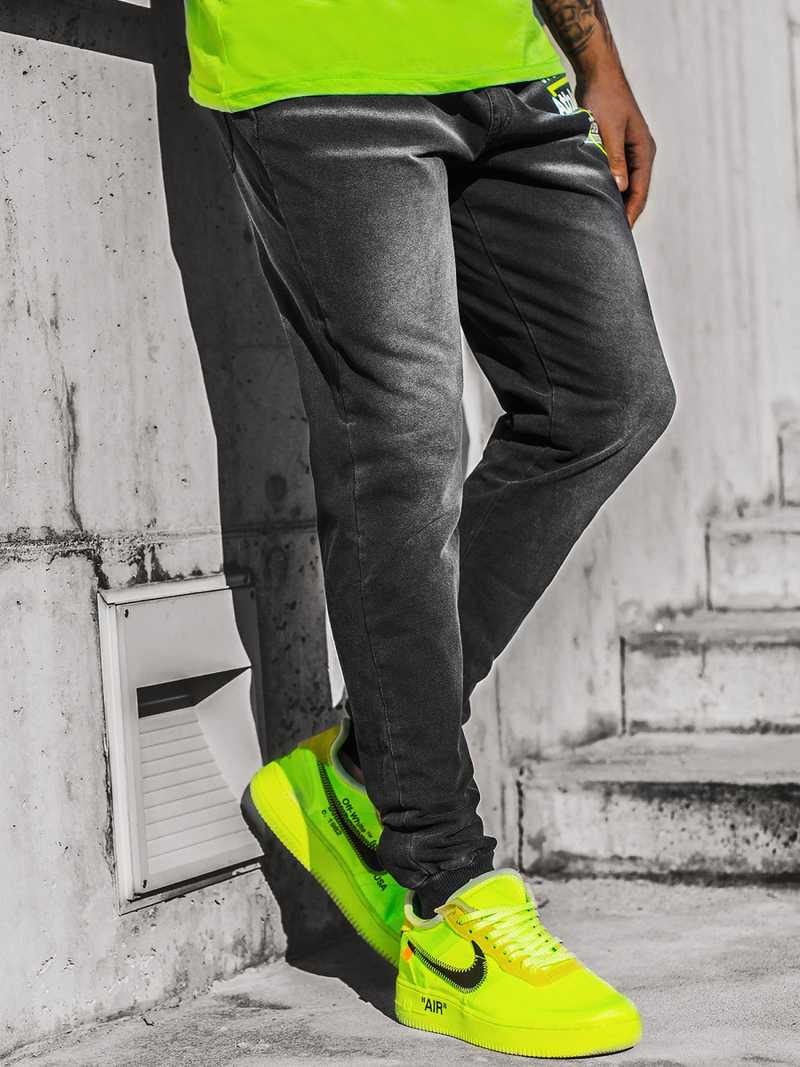 Pánské Džíny Jogger Černo-Zelené OZONEE JS/KK1105