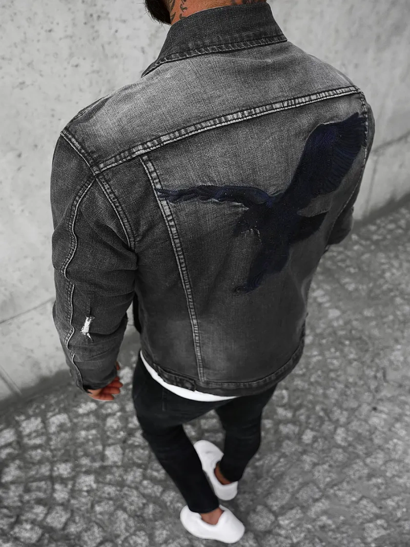 Pánská Džínová Bunda Černá OZONEE NB/MJ507N