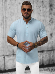 Pánská Košile s Krátkým Rukávem Světle-Modrá OZONEE O/V46