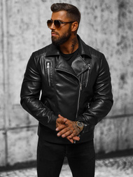 Pánská koženková bunda křivák černá OZONEE JS/11Z8056