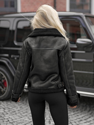 Dámská Koženková Bunda Černá OZONEE JS/61M8501/392BZ