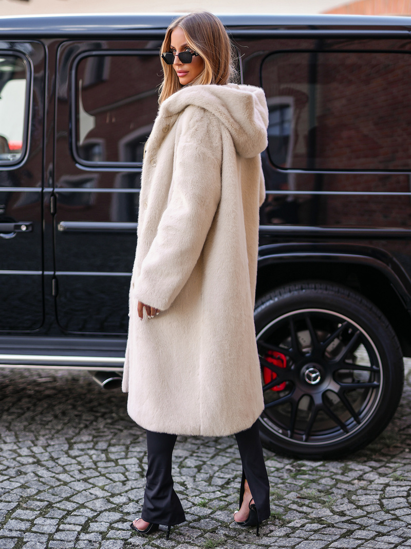 Dámská zimní kožešinová bunda béžová OZONEE JS/11Z8250