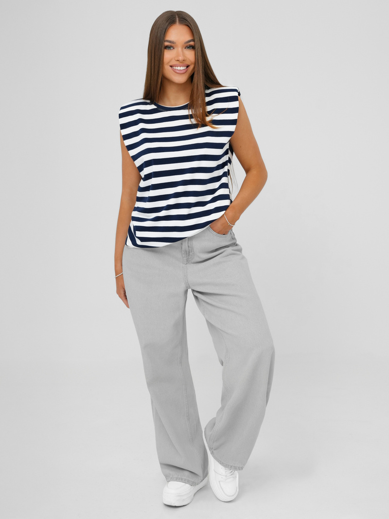 Dámské Tričko Bílo-Námořnická Modřá OZONEE JS/R61670