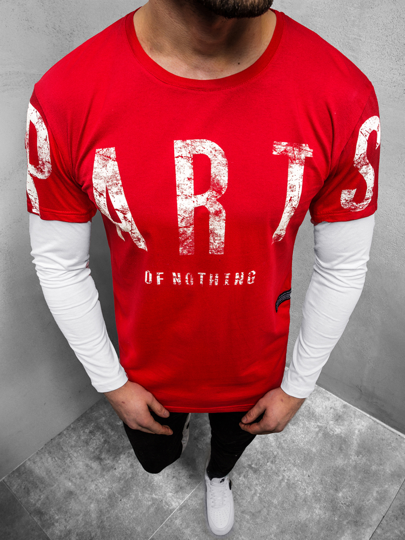 Pánské Tričko S Dlouhým Rukávem Červený OZONEE O/1292Z