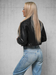 Dámská koženková bunda křivák černá OZONEE JS/11Z8128