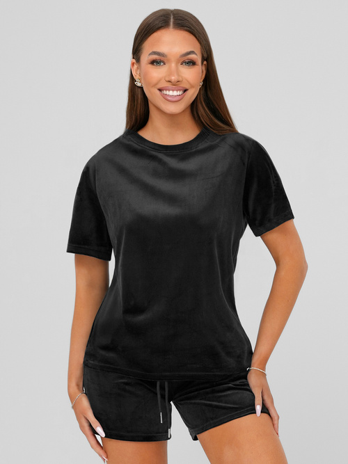 Dámská velurová tepláková souprava černá OZONEE JS/35C1616/3