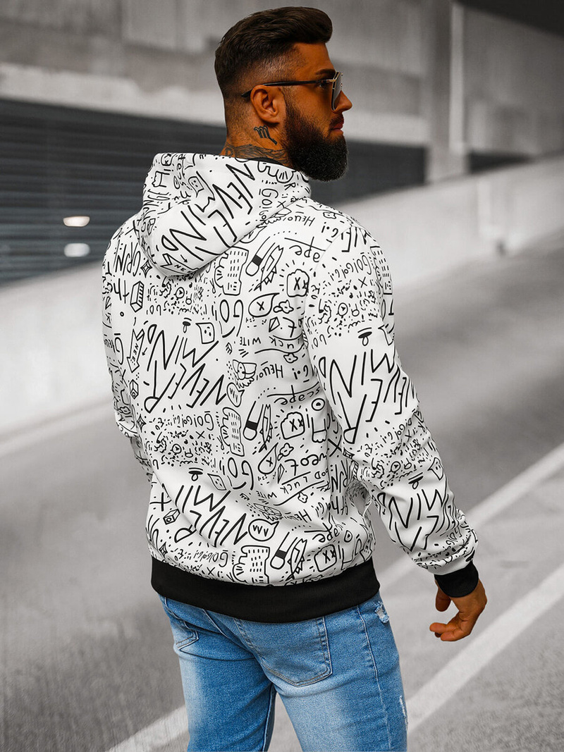 Pánská Mikina Bílá OZONEE JS/8B1182/1