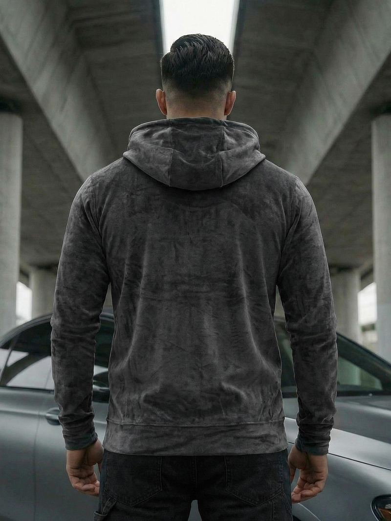 Pánská Velurová Mikina Grafitová OZONEE JS/8B1168/6Z