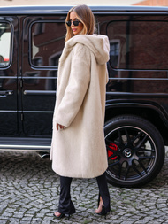 Dámská zimní kožešinová bunda béžová OZONEE JS/11Z8250