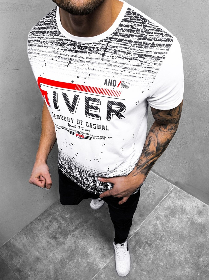 Pánské Tričko Bílé OZONEE JS/SS10960Z