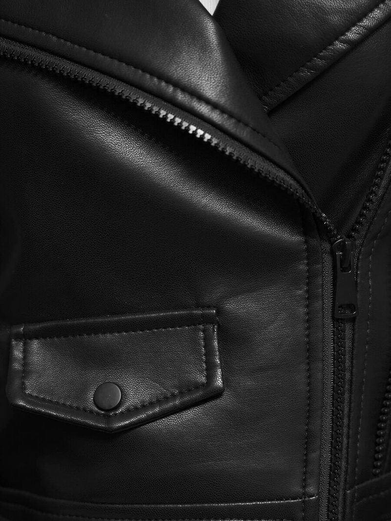 Dámská koženková bunda křivák černá OZONEE JS/11Z8128