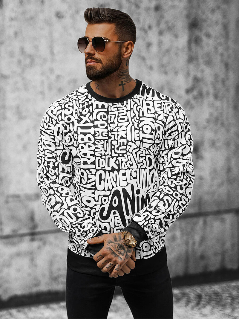 Pánská Mikina Bílá OZONEE JS/8B1131/1