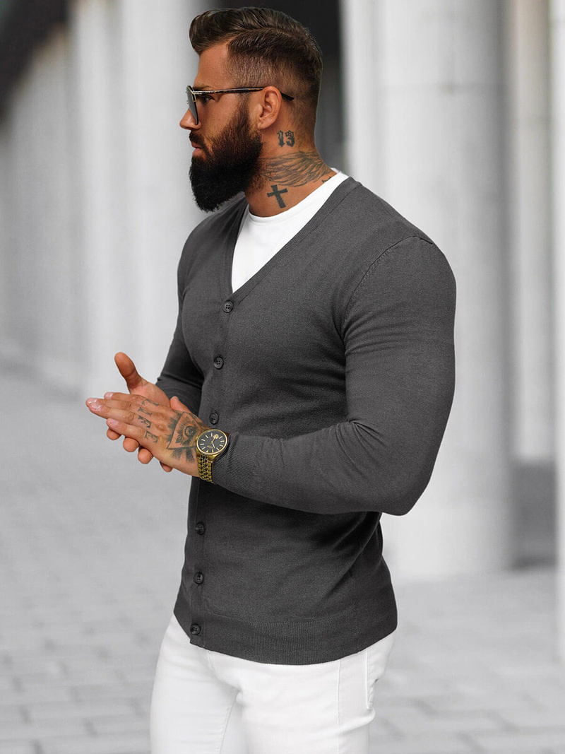 Pánský Svetr Grafitové OZONEE NB/MM6006/3Z