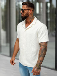 Pánská Košile s Krátkým Rukávem Ecru OZONEE O/B2256