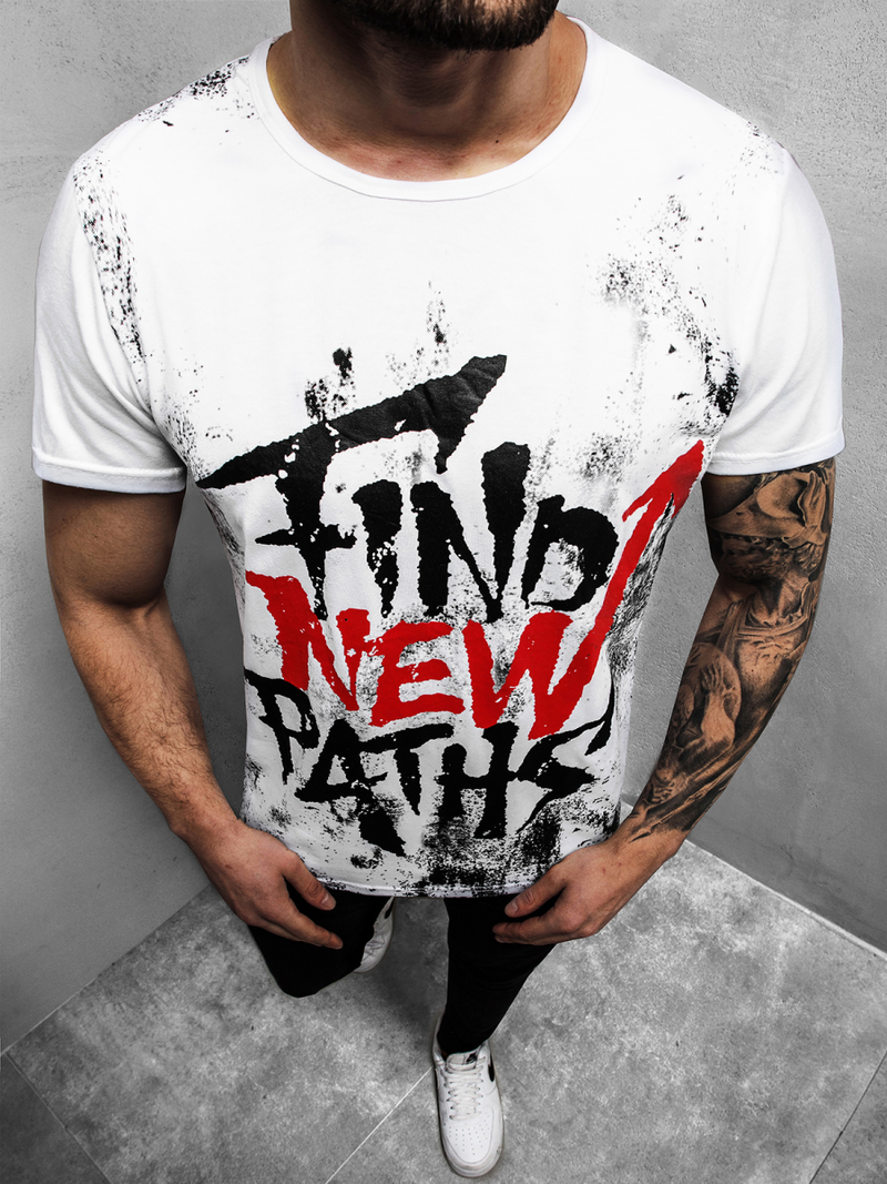 Pánské Tričko Bílé OZONEE JS/KS2013Z