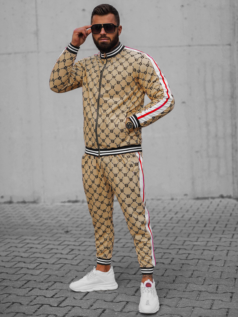 Pánská Tepláková Souprava Béžovo-Černý OZONEE O/12136