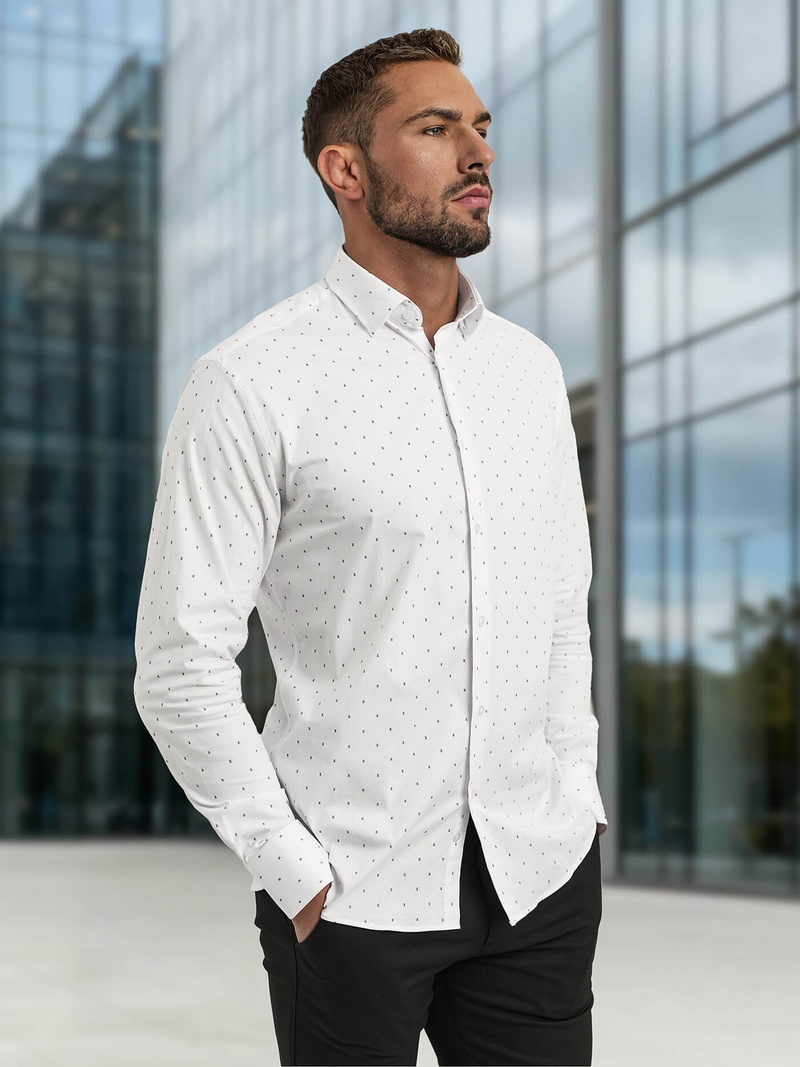 Pánská Košile Bílá OZONEE V/V180