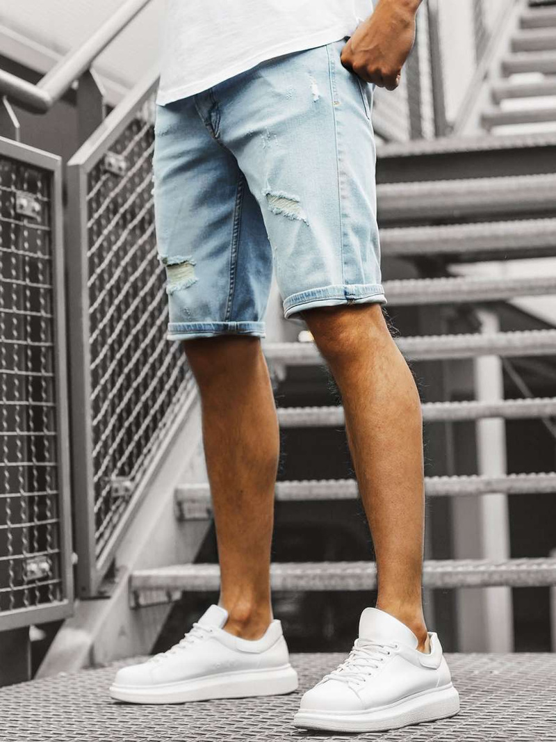 Pánské džínové kraťasy Světle-Modré OZONEE B/55055