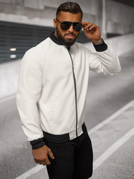 Pánská Koženková Bunda Bílá OZONEE O/88120