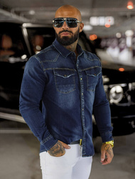 Pánská džínová košile modrá OZONEE O/51412